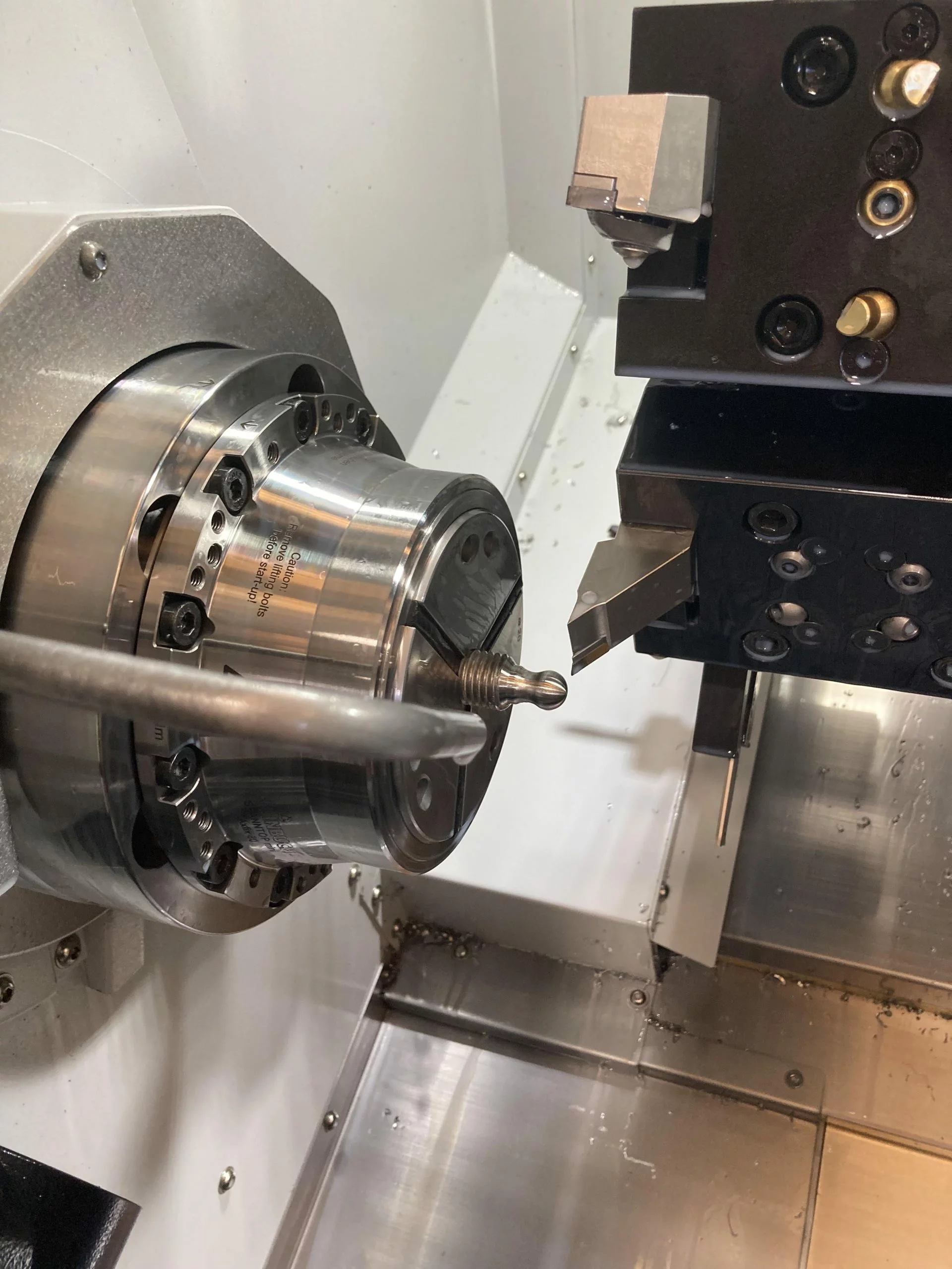 Interior of a Lynx 2600SY horizontal single turret lathe